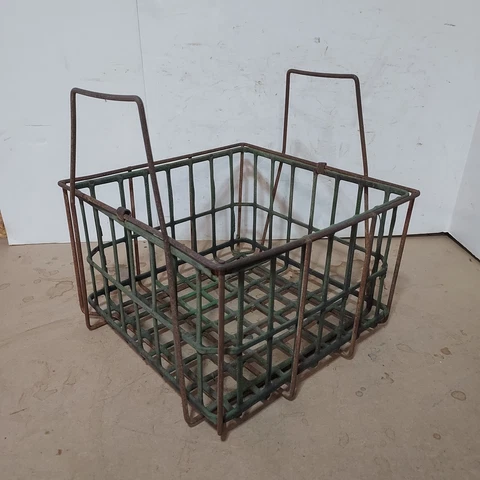 Vintage Metal Wire basket tall handles plastic coating Cover