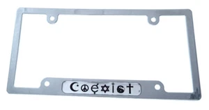 COEXIST Flag car License Plate Frame plastic chrome plated tag holder CP08 - Imagen 1 de 3