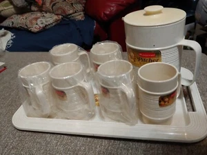 Juego de servir bebidas acanaladas blancas Rubbermaid vintage nuevo - Imagen 1 de 3