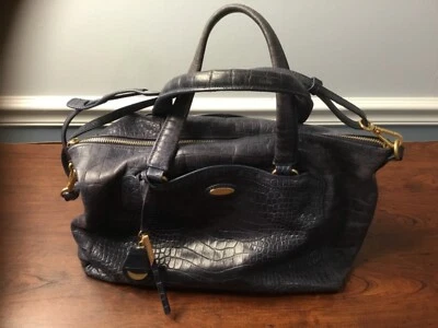 Tahari черная кожаная сумка через плечо/сумка с короткими ручками/сумочка с застежкой на молнии сверху и брелоком - Изображение 1 из 4