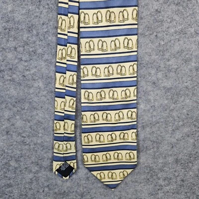 Paolo Gucci 真丝领带 马术 Stirrups 马主题 58x4 英寸 小点 — 第 1/4 张图片