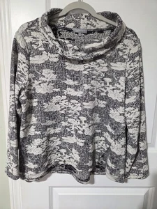 Habitat leichter Pullover Wasserfallausschnitt schwarz weiß Gr. M Style #71601 strukturiert - Bild 1 von 9