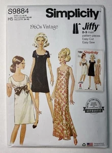 S9884 UNCUT ‘Simplicity’ SEWING Pattern - ‘Misses Dress In 2 Lengths’ 60s Retro - Picture 1 of 4
