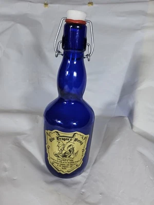 Botella de vidrio azul cobalto Wizard's Ale antiguo aliento de dragón tapón abatible 🔥 Foto 1 de 4
