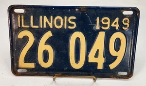 Illinois 1949 Vtg License Plate 26 049 Antique Auto Man Cave Decor Collector - Picture 1 of 4