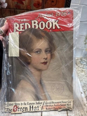 August Antique 1926 Magazine Pretty Girl Deco Red Book The Green Hat Beaumont - Image 1 of 2