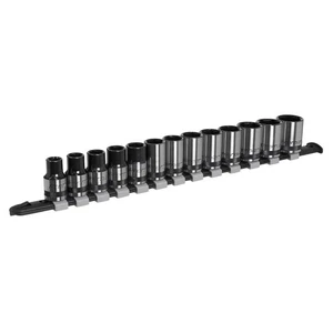 Metric Socket Set 13pc 1/2"Sq Drive Black Series Single Hex Sealey AK7994 - Picture 1 of 7