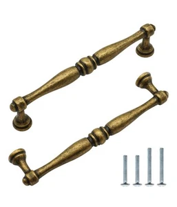 10 Pack ‎Antique Brass Cabinet Pulls 5 Inch(128Mm) Hole Centers Kitchen Cabinet  - Picture 1 of 8