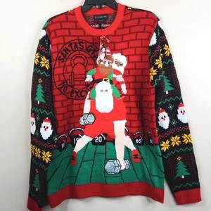 NEU Blizzard Bay Santa's Gym AOP Langarm Pullover Ugly Christmas Sweater L - Bild 1 von 7