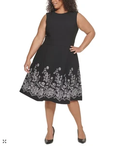 ABITO DONNA CALVIN KLEIN TAGLIE FORTI RICAMATO. TAGLIA: 22W NERO SENZA MANICHE CERNIERA - Foto 1 di 8