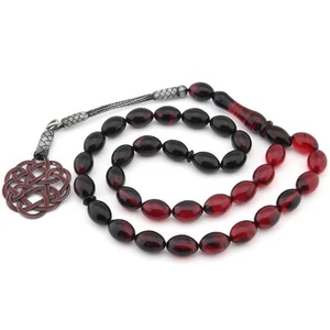 Handcrafted Tasbih 1000K silver Trabzon Kazaz tassel pressed amb bakelite 505053 - Picture 1 of 8