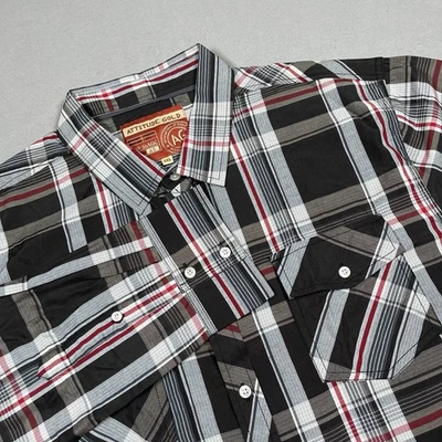 Attitude Gold Men's 3XL Western Brown Gray Plaid Long Sleeve Button Up Shirt - Image 1 of 4