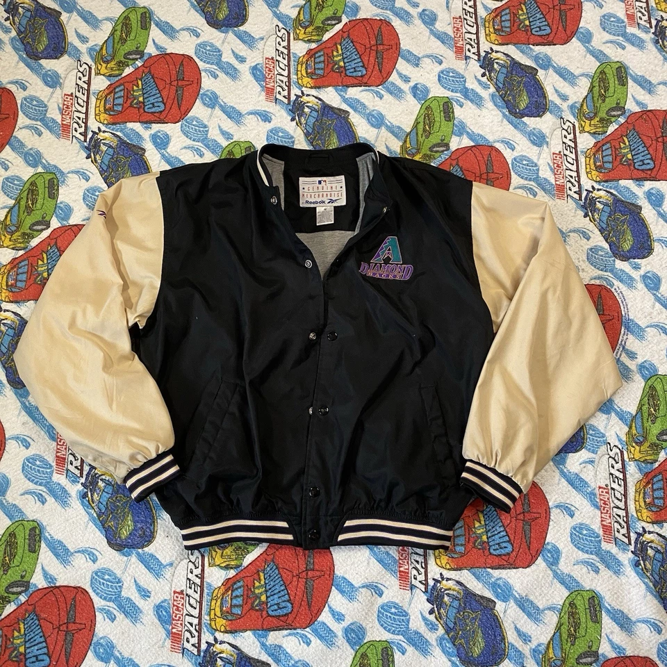 Винтажная куртка Reebok MLB Arizona Diamondbacks M черная кремовая Varsity Bomber 90-е - Изображение 1 из 4