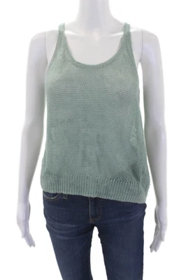 Theory Womens Linen Sleeveless Round Neck Cropped Knitted Blouse Green Size S - Изображение 1 из 4