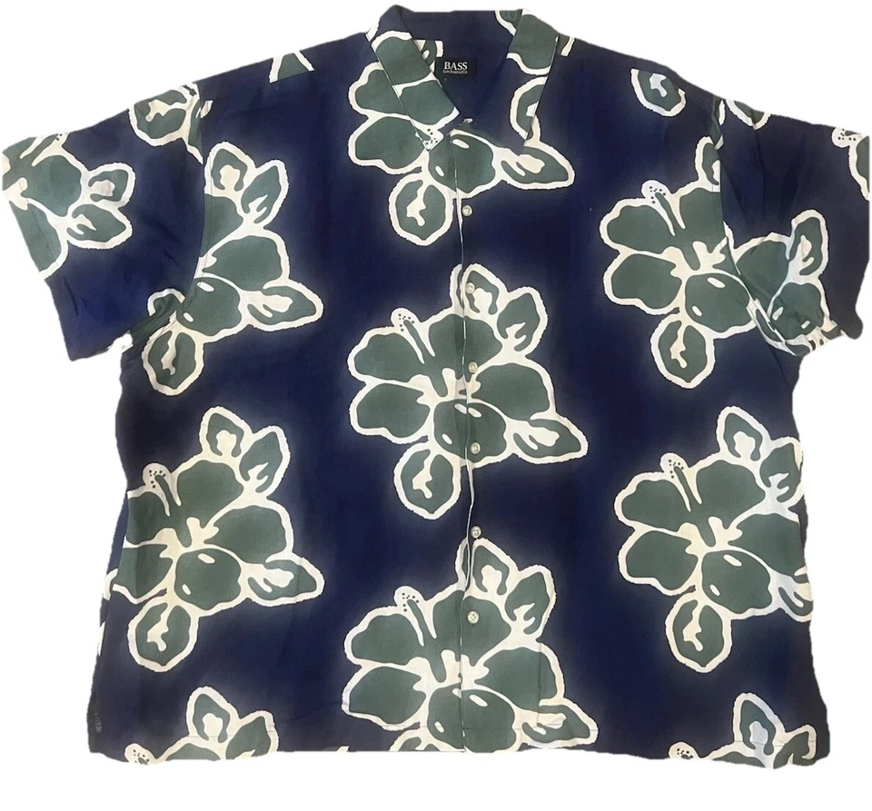 G.H. Bass & Co 5XL Hawaiian Shirt Button-Up Floral Short Sleeve - Image 1 of 4