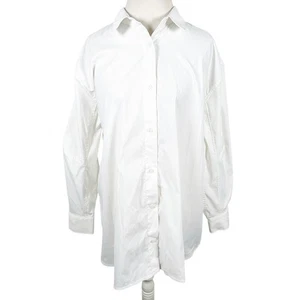 ATHLETA White Poplin Oversized Stretch Shirt Blouse UPF 40+ Side Pocket Size XL - Picture 1 of 11