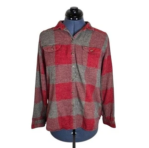 Woolrich Eco Rich Organic Cotton Red And Grey Buffalo Plaid Flannel Shirt Medium - Picture 1 of 9