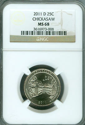 2011 D CHICKASAW QUARTER NGC MS68 FINEST GRADED  .  - Image 1 of 4