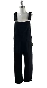 Free People Women's WTF Ziggy Black Corduroy Bib overalls Size S - Picture 1 of 12