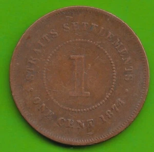 Coin Cent Straits Settlements 1 Cent 1874 Victoria Malaysia nswleipzig - Picture 1 of 2