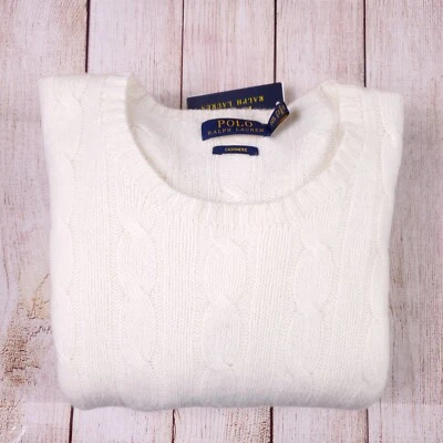 NUEVO CON ETIQUETAS $398 POLO RALPH LAUREN CACHEMIR CABLE TEJIDO SUÉTER CREMA TALLA XXL Foto 1 de 4