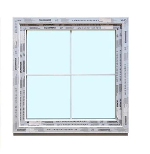 Kunststofffenster Fenster Salamander, 100x100 cm, weiß, innenliegende Sprossen - Bild 1 von 9