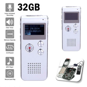 32GB Voice Recorder Mini Dictaphone MP3 Player Spy Lecture Interview Meetings - Picture 1 of 10