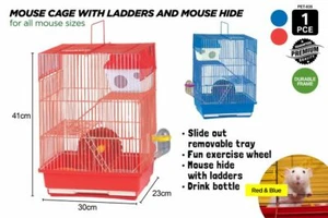 3 Layer Hamster Cage Mouse Castle Habitat Mice House Wheel Ladder Bottle AU - Picture 1 of 1