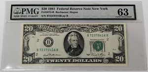 1981 $20 Federal Reserve Note New York Fr#2073-B PMG 63 - Picture 1 of 2