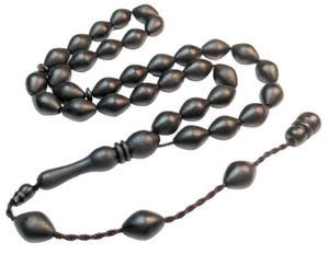 Black German Fiber Prayer Beads Oval Siyah Alman Tesbih Tasbih Misbaha 251 - Picture 1 of 13