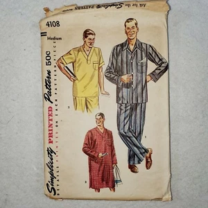 Vintage Simplicity 4018 Mens Size Medium Sewing Pattern DIY Pajamas Sleepwear - Picture 1 of 2