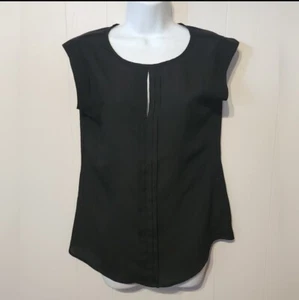 The Limited Cap Blouse Small Sleeve Semi Sheer Black Sleeveless Keyhole A628 - Picture 1 of 9