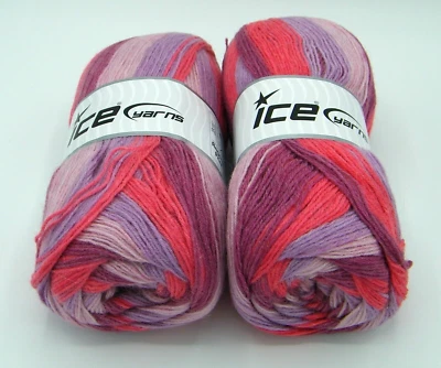 Lote de 2 madejas hielo "impresión de angora" deporte acrílico lana angora rosa orquídea salmón hilo Foto 1 de 2