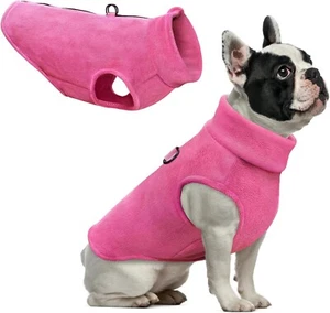 Dog Fleece Vest Sweater Zip Up Warm Pullover Dogs Jacket with D-Rings For Leash - Picture 1 of 6