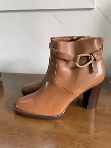 Botas de Cuero Ralph Lauren Laletta Talla 7B Polo Marrón Tostado Tacón Bloque - Imagen 1 de 7