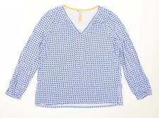 Street One Womens Blue Geometric Viscose Basic T-Shirt Size 14 V-Neck