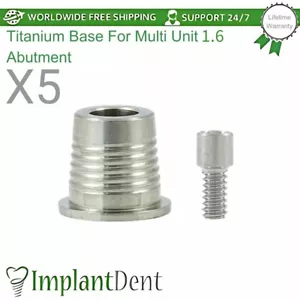 5x Base Dentale in Titanio per Multi Unità 1,6mm Piattaforma a Vite Laboratorio Odontoiatrico - Foto 1 di 3