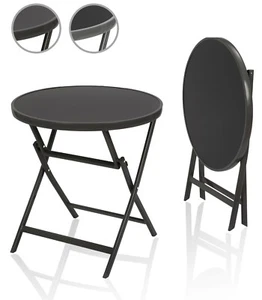 Gartentisch Glastisch Klapptisch Bistrotisch rund 70cm Ø Balkon Camping klappbar - Bild 1 von 18