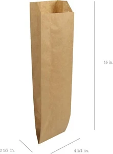 Quart Kraft Brown Paper Bags/Wine Bottles Gift Bags 4.5" x 2.5" x 16" 50 PACK - Picture 1 of 3