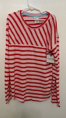 Arizona Girls' Red Striped Kids' Blouse Size Medium 10/12 (Reg), New With Tags - Image 1 of 4
