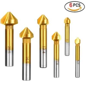 6 Pcs Durable 90 Degree HSS Chamfer Cutter Bit Chamfering Countersink Drill Bits - Picture 1 of 6
