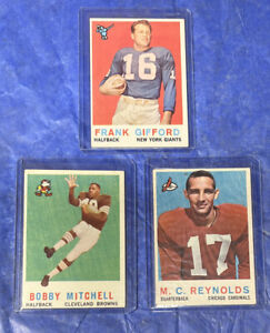 1959 Topps Football Card Lot Frank Gifford Bobby Mitchell RC Rookie M.C Reynolds