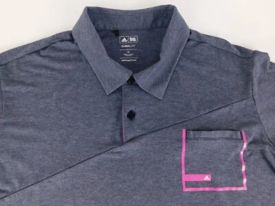 Camisa polo golfe Adidas ClimaLite masculina manga curta cinza rosa bolso GG - Imagem 1 de 4