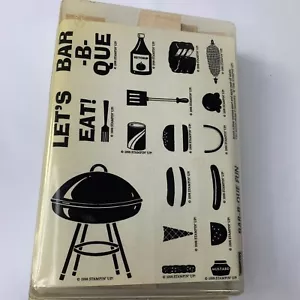 Set Timbri Gomma BBQ Bollitore Grill Stampin Up 17 Pezzi Montaggio Legno 1998 Alimenti - Foto 1 di 3
