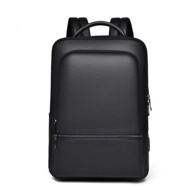 Mochila escolar de cuero genuino para hombres de negocios Bolso impermeable de viaje para computadora portátil BL Foto 1 de 4