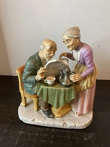 Norleans Japan Elderly Couple Having Coffee Figurine Vintage - Picture 1 of 11