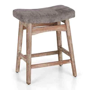 24'' Bar Stools Saddle Seat Chairs Counter Height Solid Wood Leg Barstool - Picture 1 of 29