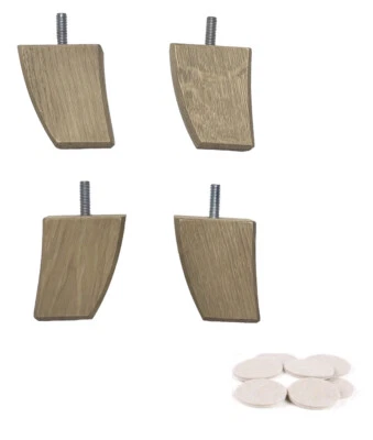 4x wooden sofa feet oak tapered furniture castors m8 bolt - Image 1 of 4
