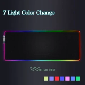 Gaming Mouse Pad RGB LED Light Computer Keyboard Mouse Mat 10 Colors 31x11.8'' - Picture 1 of 24
