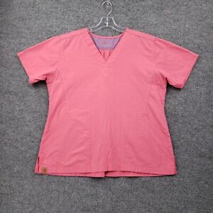 Carhartt Scrub Top Womens L Large Pink Utility Medica Shirt V-Neck Short Sleeve